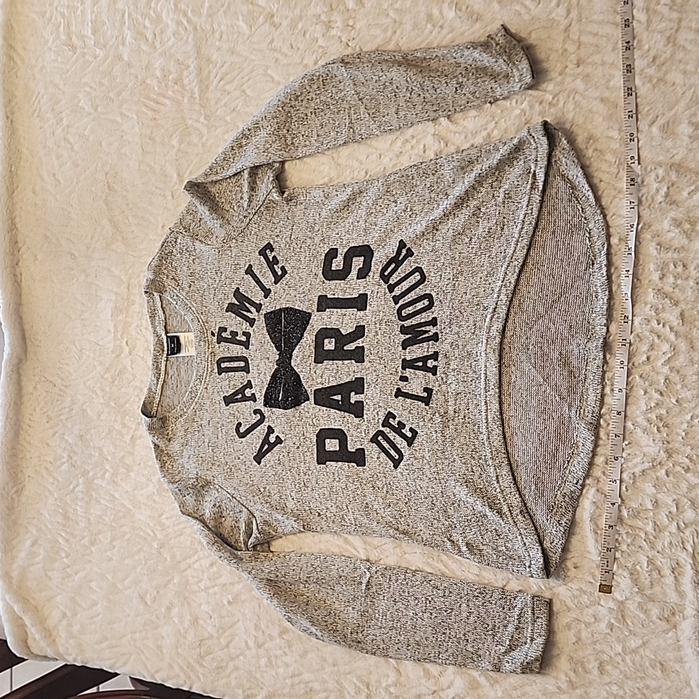 Long Sleeve Gray Paris Sweater Top